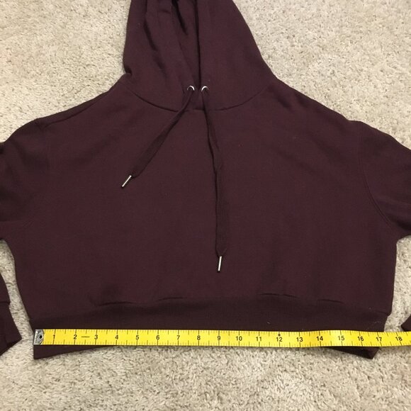 Soft Burgundy Cropped Pullover Hoodie - Picture 13 of 15